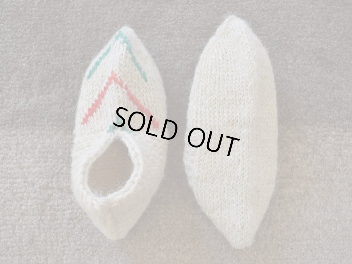 画像2: 新品 イラン製 ウール ショート くるぶし丈 23-24 cm 手編み靴下 ニットルームソックス Long Knit Room Socks n-ws2324-123h2a3 (2)