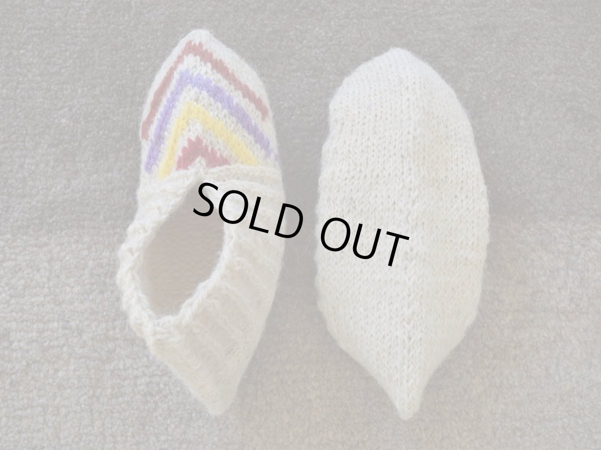 画像2: 新品 イラン製 ウール ショート くるぶし丈 23-24 cm 手編み靴下 ニットルームソックス Long Knit Room Socks n-ws2324-125h2a3 (2)