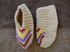 画像1: 新品 イラン製 ウール ショート くるぶし丈 23-24 cm 手編み靴下 ニットルームソックス Long Knit Room Socks n-ws2324-125h2a3 (1)