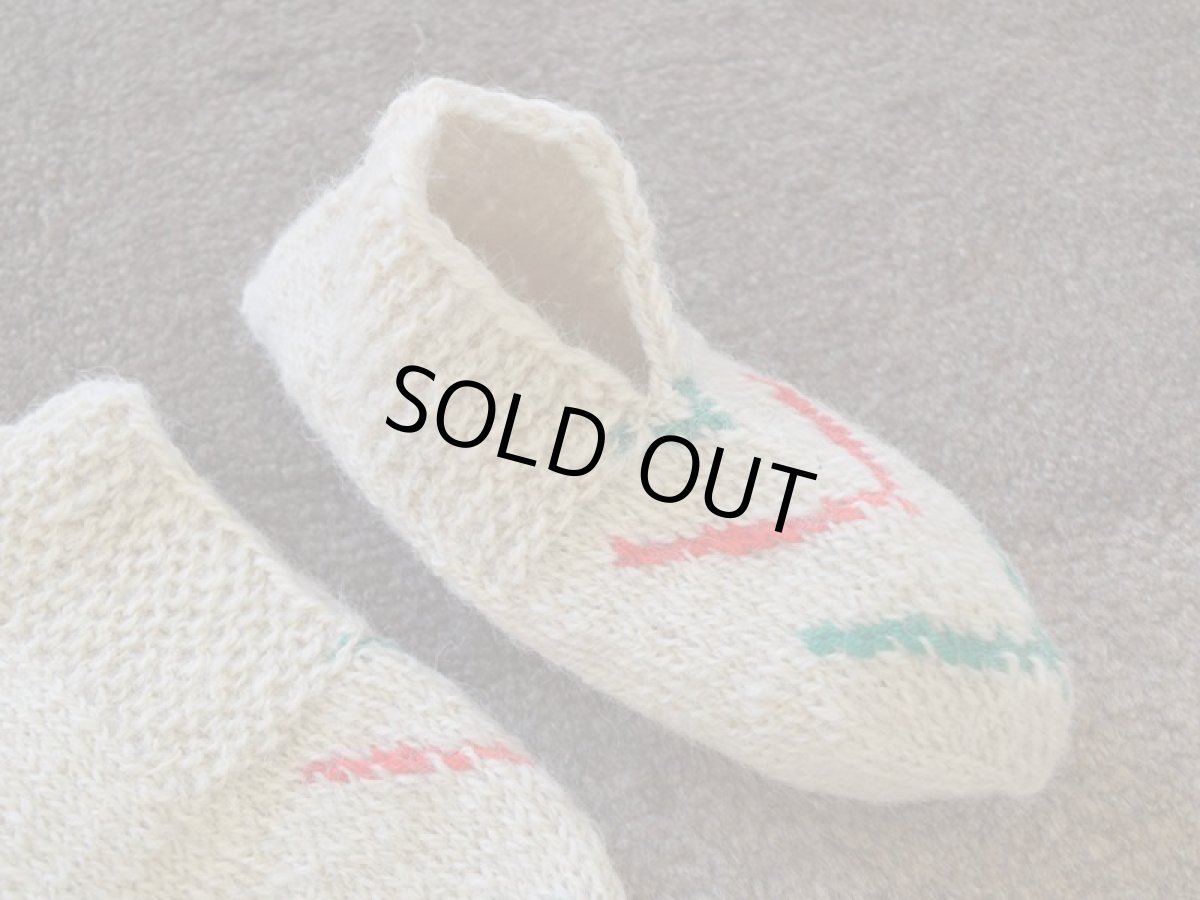 画像3: 新品 イラン製 ウール ショート くるぶし丈 23-24 cm 手編み靴下 ニットルームソックス Long Knit Room Socks n-ws2324-124h2a3 (3)