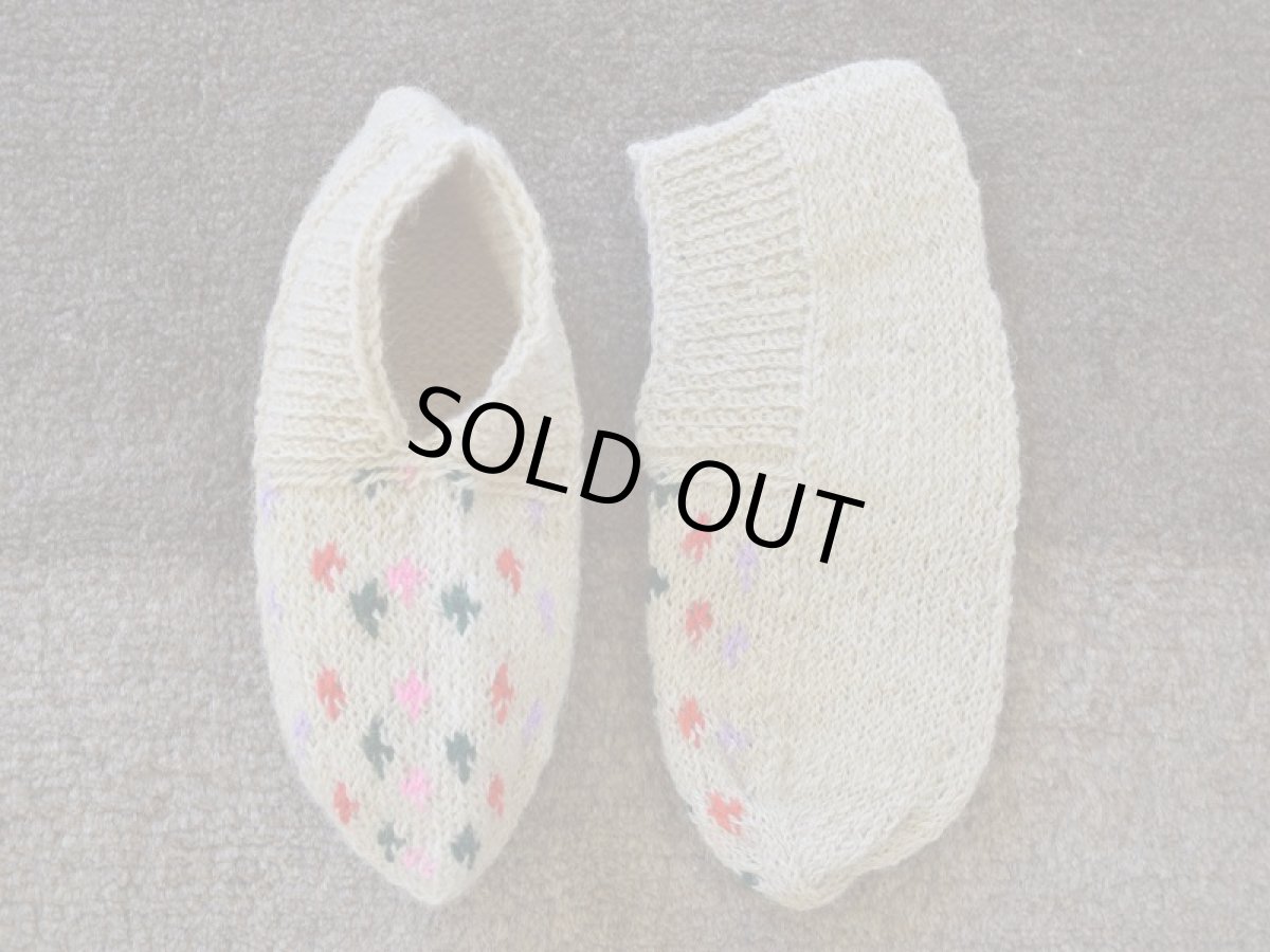 画像1: 新品 イラン製 ウール ショート くるぶし丈 26-27 cm 手編み靴下 ニットルームソックス Long Knit Room Socks n-ws2627-129h2a3 (1)