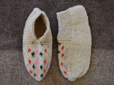 画像1: 新品 イラン製 ウール ショート くるぶし丈 26-27 cm 手編み靴下 ニットルームソックス Long Knit Room Socks n-ws2627-129h2a3 (1)