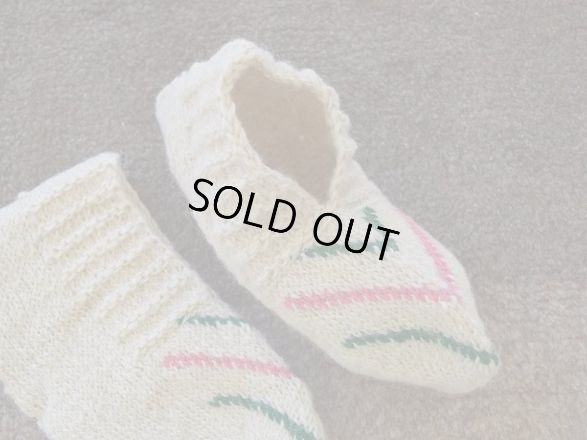 画像3: 新品 イラン製 ウール ショート くるぶし丈 26-27 cm 手編み靴下 ニットルームソックス Long Knit Room Socks n-ws2627-128h2a3 (3)