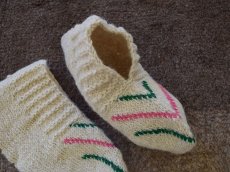 画像3: 新品 イラン製 ウール ショート くるぶし丈 26-27 cm 手編み靴下 ニットルームソックス Long Knit Room Socks n-ws2627-128h2a3 (3)