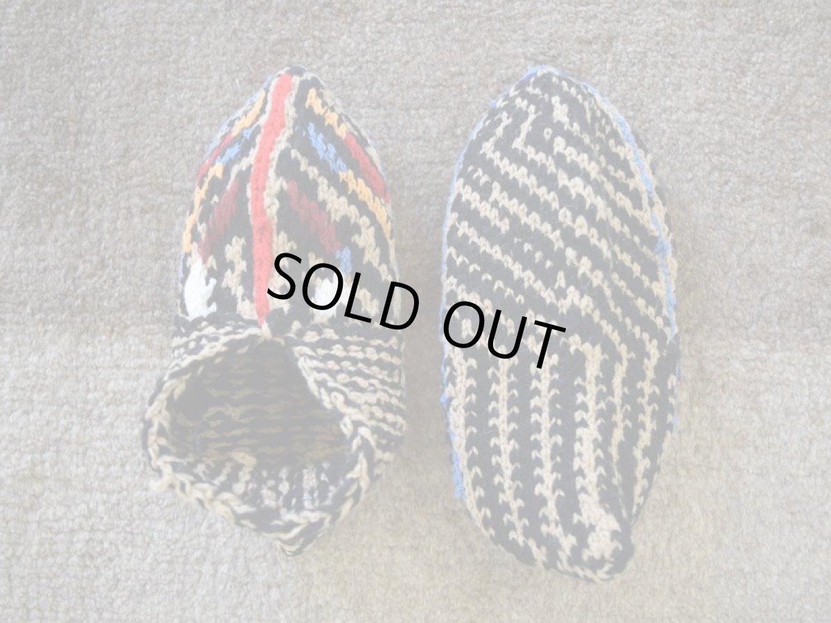 画像2: 新品 イラン製 アクリル混ウール ショート くるぶし丈 22-23 cm 手編み靴下 ニットルームソックス Long Knit Room Socks n-as2223-133h2a3 (2)