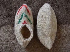 画像2: 新品 イラン製 ウール ショート くるぶし丈 22-23 cm 手編み靴下 ニットルームソックス Long Knit Room Socks n-ws2223-119h2a3 (2)