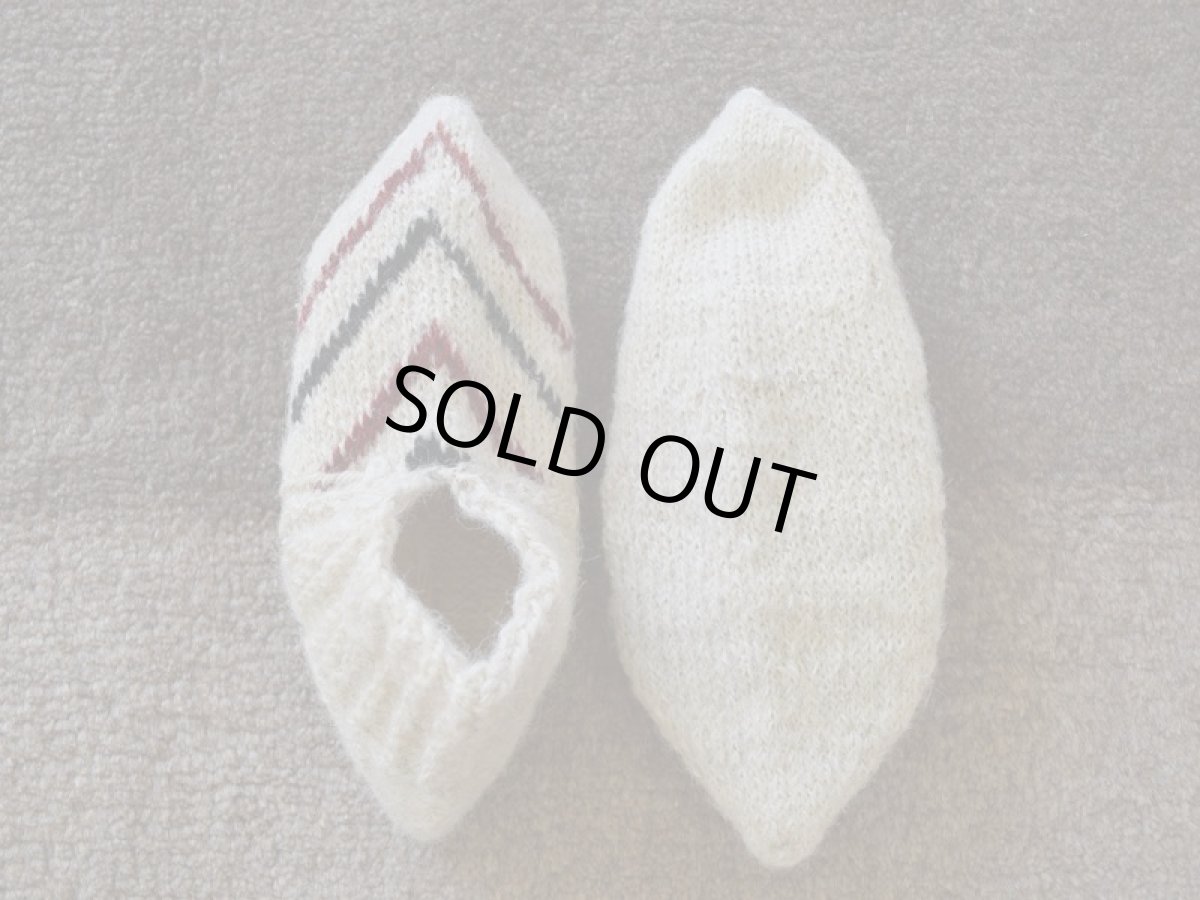 画像2: 新品 イラン製 ウール ショート くるぶし丈 23-24 cm 手編み靴下 ニットルームソックス Long Knit Room Socks n-ws2324-121h2a3 (2)