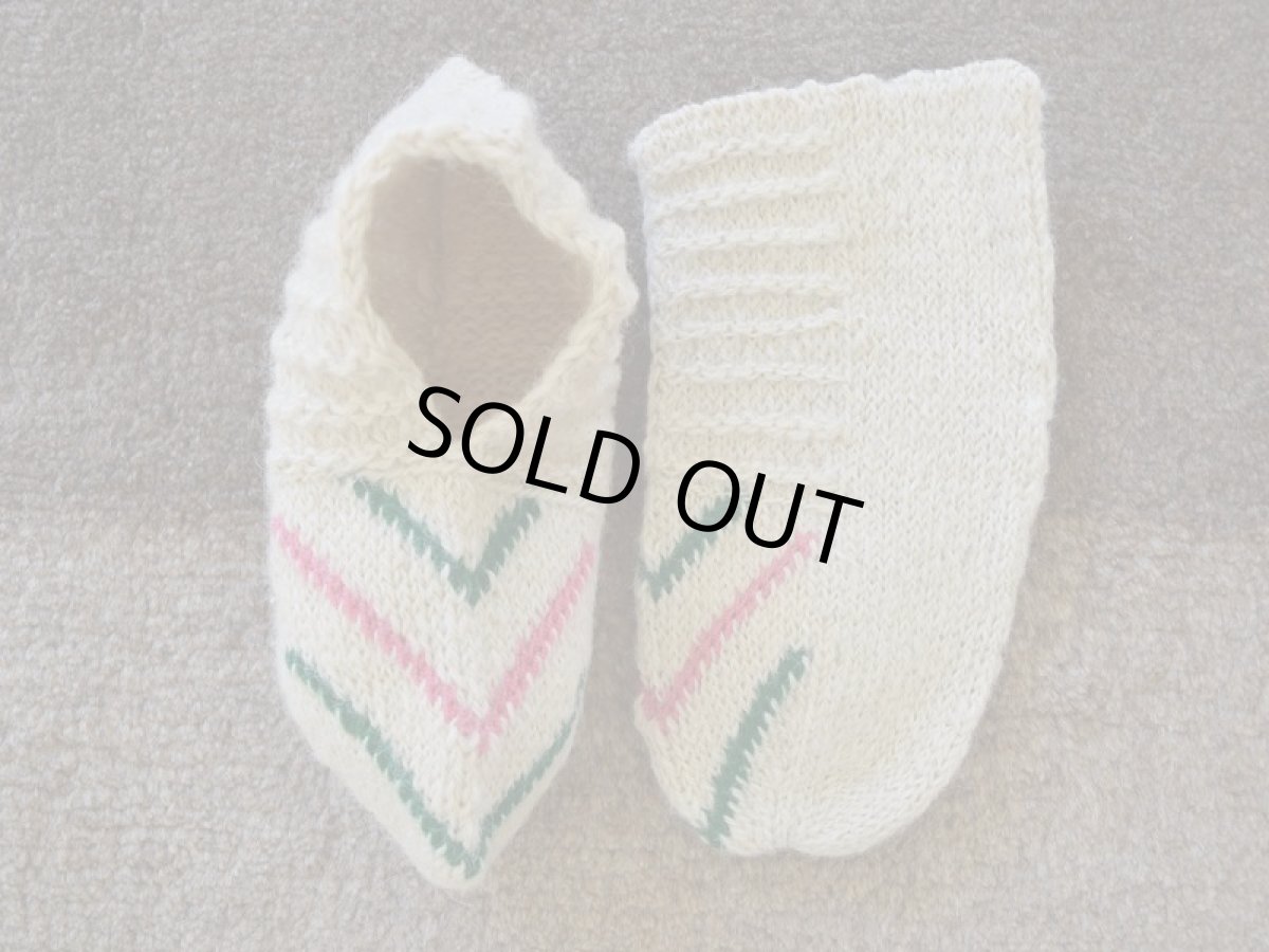 画像1: 新品 イラン製 ウール ショート くるぶし丈 26-27 cm 手編み靴下 ニットルームソックス Long Knit Room Socks n-ws2627-128h2a3 (1)