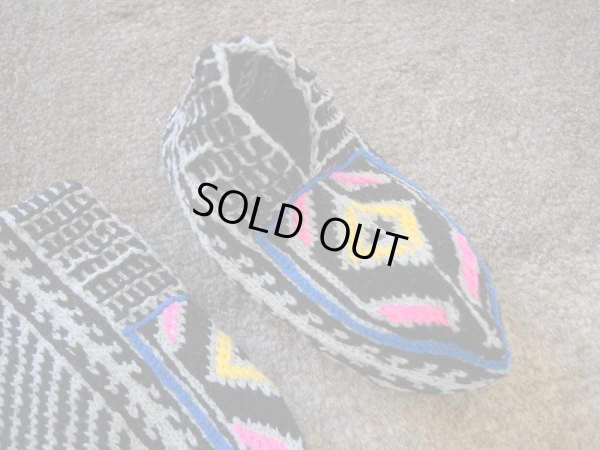 画像3: 新品 イラン製 アクリル混ウール ショート くるぶし丈 22-23 cm 手編み靴下 ニットルームソックス Long Knit Room Socks n-as2223-131h2a3 (3)