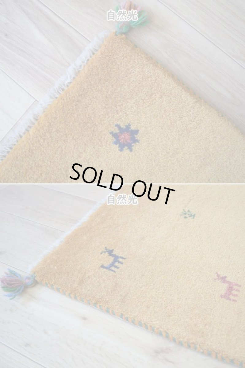画像6: 新品 ペルシャ ギャッベ 玄関 マット サイズ 88 × 57 cm No.2223 肉厚 天然 ウール ギャベ 手織り ハンドメイド ラグ 絨毯 カーペット ロリバフト 玄関ドアマットのアクセントに イエロー 黄色 からし色  n-2223-088057h001a031 (6)