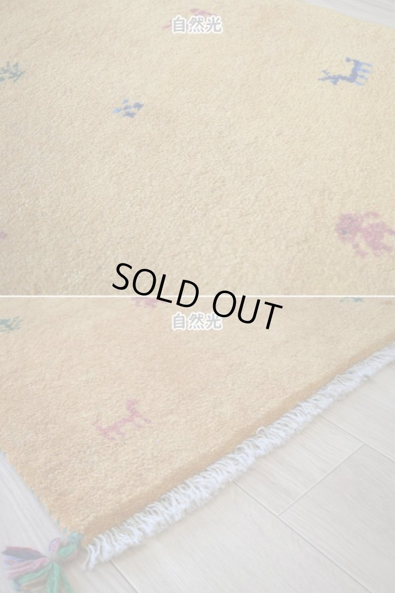 画像7: 新品 ペルシャ ギャッベ 玄関 マット サイズ 88 × 57 cm No.2223 肉厚 天然 ウール ギャベ 手織り ハンドメイド ラグ 絨毯 カーペット ロリバフト 玄関ドアマットのアクセントに イエロー 黄色 からし色  n-2223-088057h001a031 (7)
