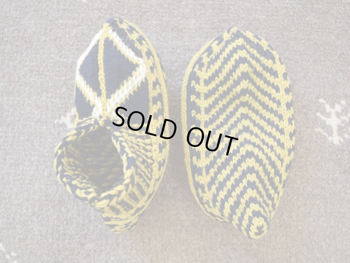 画像2: 新品 イラン製 アクリル混ウール ショート くるぶし丈 20-21 cm 手編み靴下 ニットルームソックス Long Knit Room Socks n-as2021-136h2a3 (2)