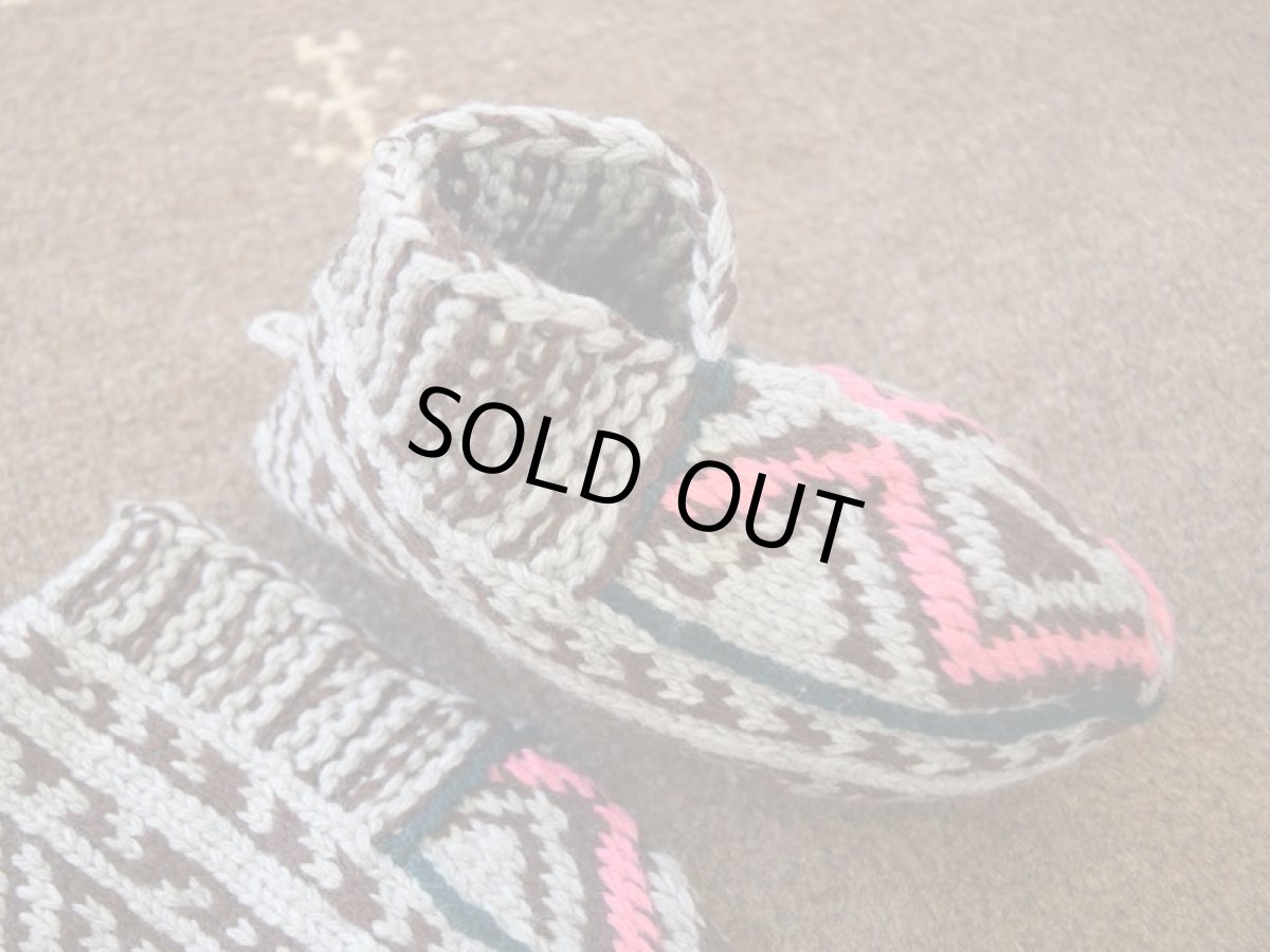 画像3: 新品 イラン製 アクリル混ウール ショート くるぶし丈 20-21 cm 手編み靴下 ニットルームソックス Long Knit Room Socks n-as2021-137h2a3 (3)