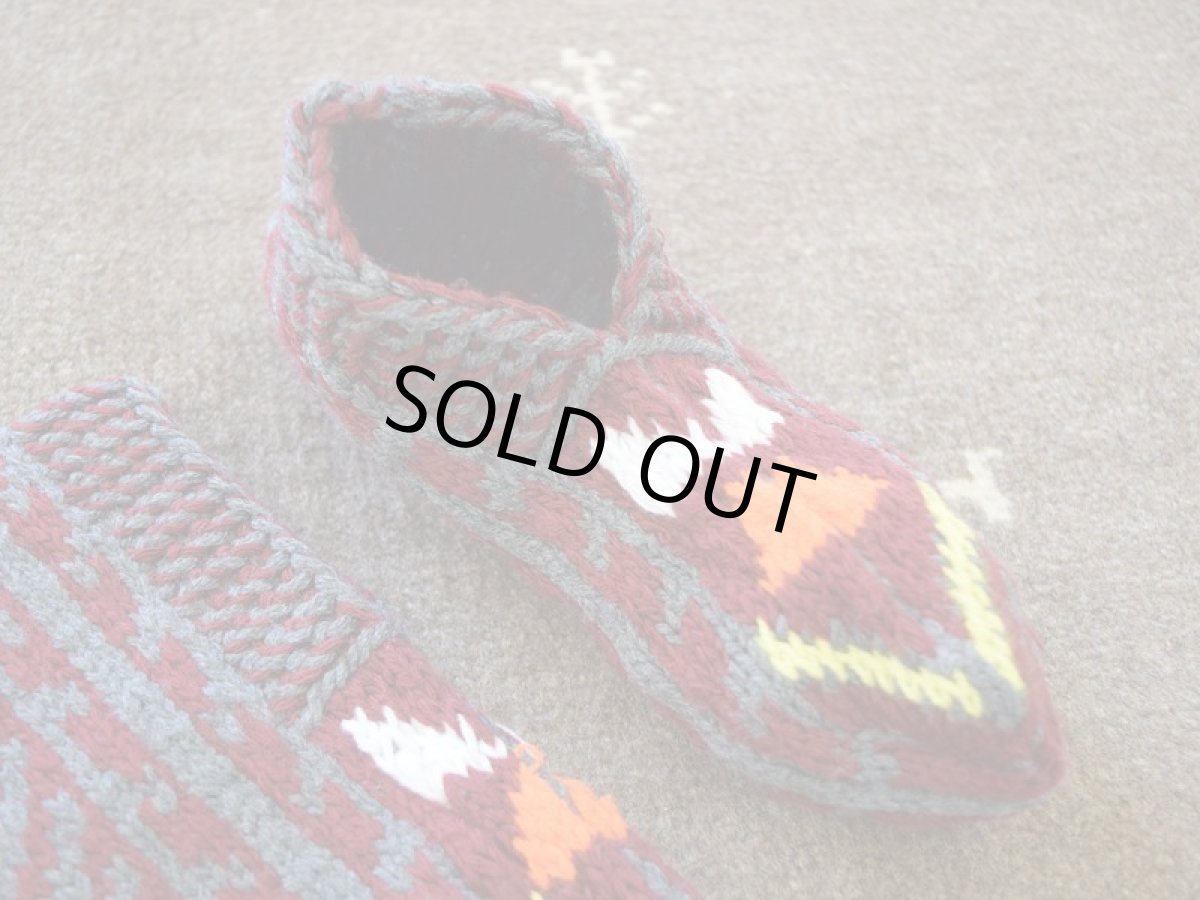 画像3: 新品 イラン製 アクリル混ウール ショート くるぶし丈 26-27 cm 手編み靴下 ニットルームソックス Long Knit Room Socks n-as2627-143h2a3 (3)