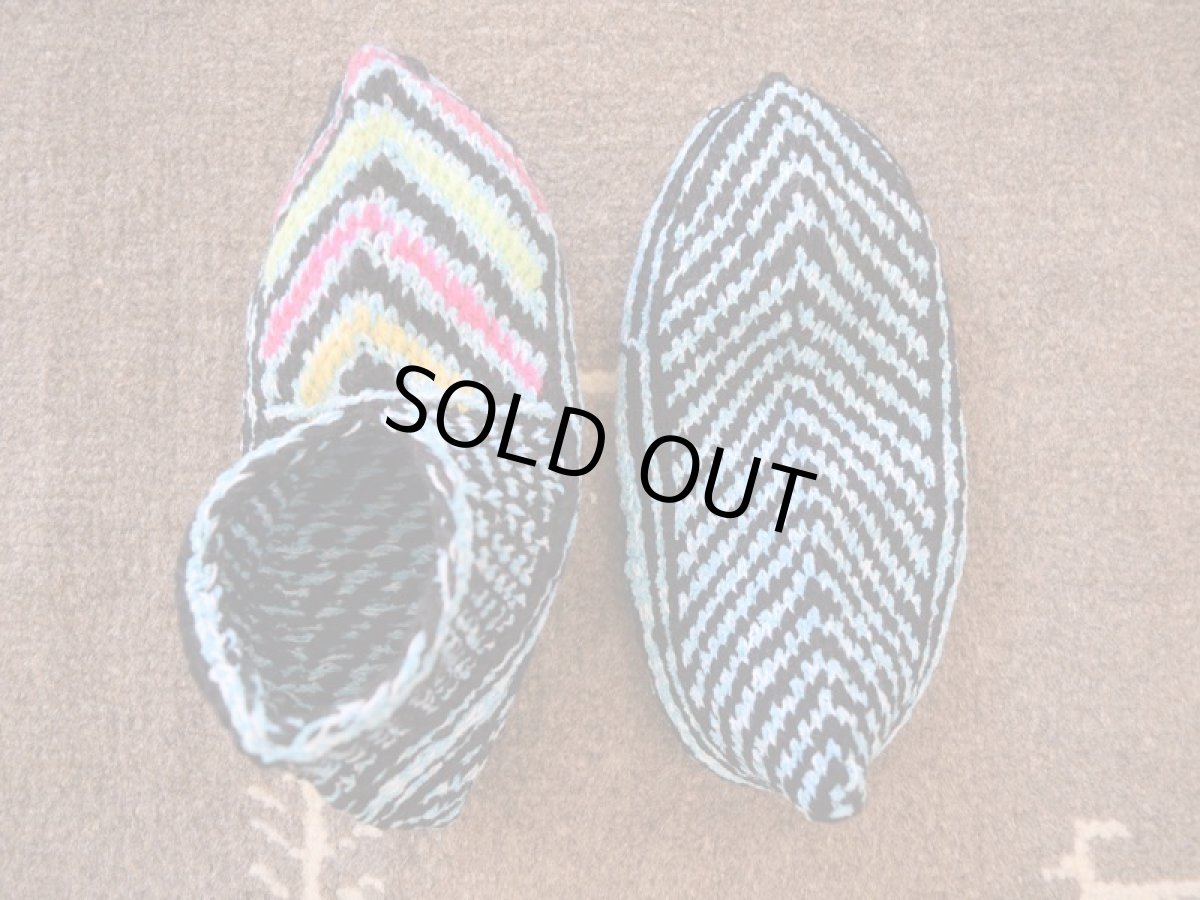 画像2: 新品 イラン製 アクリル混ウール ショート くるぶし丈 21-22 cm 手編み靴下 ニットルームソックス Long Knit Room Socks n-as2122-141h2a3 (2)