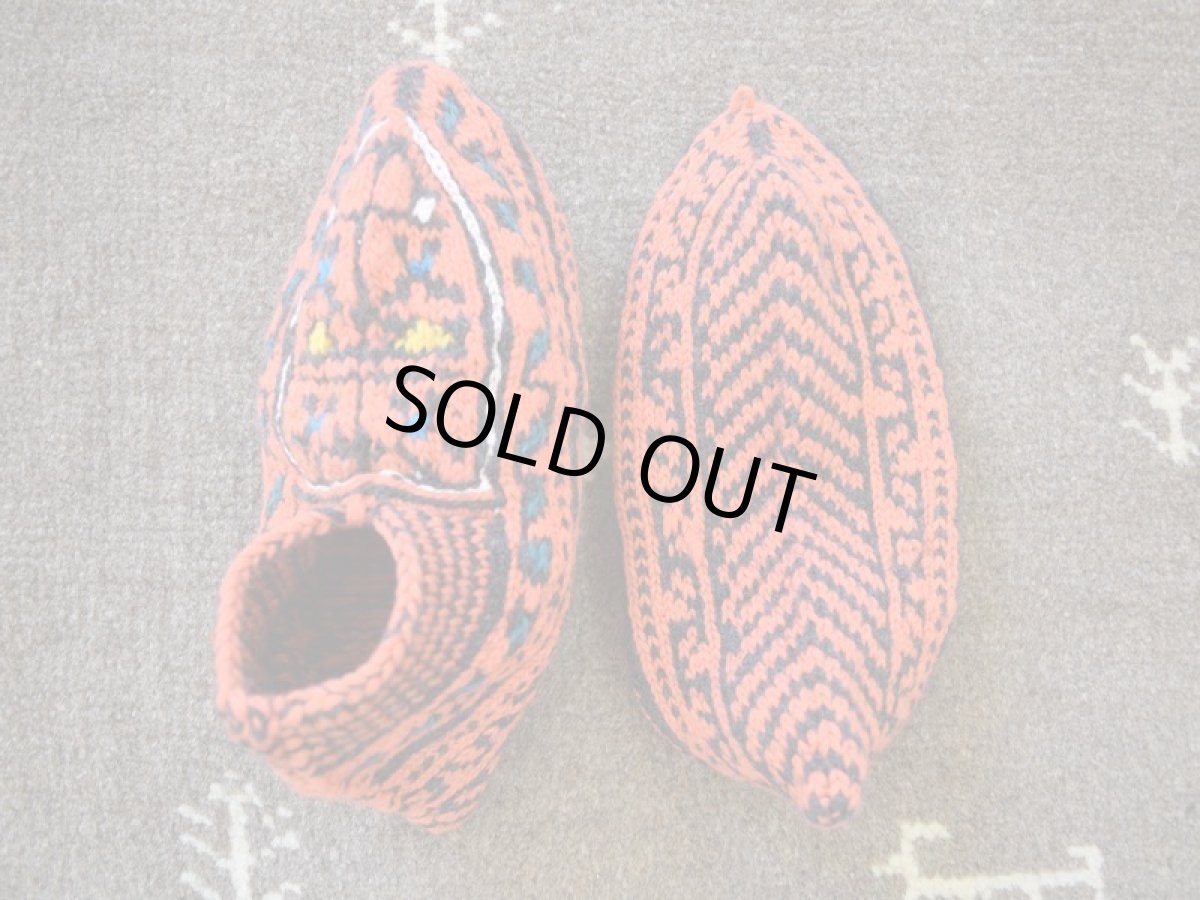 画像2: 新品 イラン製 アクリル混ウール ショート くるぶし丈 27-28 cm 手編み靴下 ニットルームソックス Long Knit Room Socks n-as2728-144h2a3 (2)