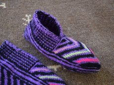 画像3: 新品 イラン製 アクリル混ウール ショート くるぶし丈 21-22 cm 手編み靴下 ニットルームソックス Long Knit Room Socks n-as2122-140h2a3 (3)