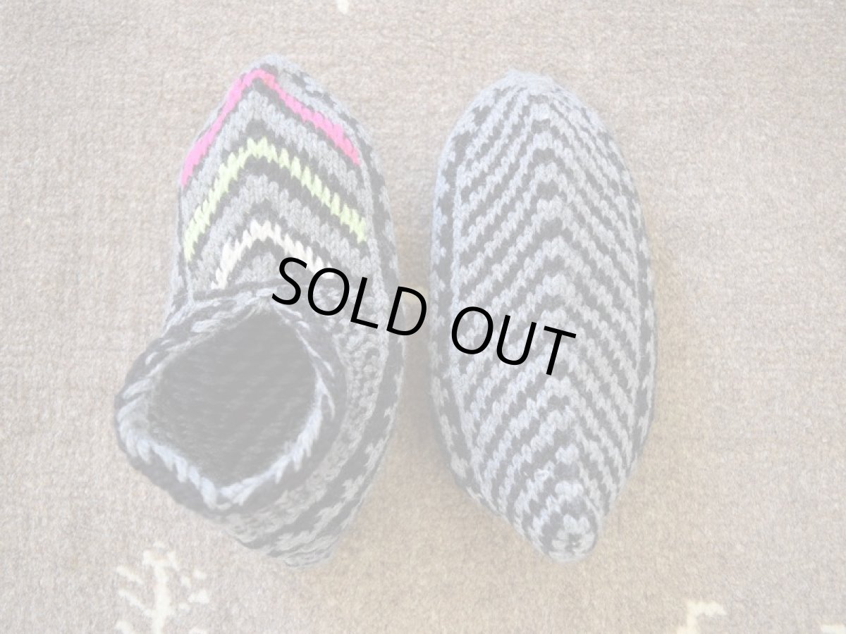 画像2: 新品 イラン製 アクリル混ウール ショート くるぶし丈 21-22 cm 手編み靴下 ニットルームソックス Long Knit Room Socks n-as2122-139h2a3 (2)