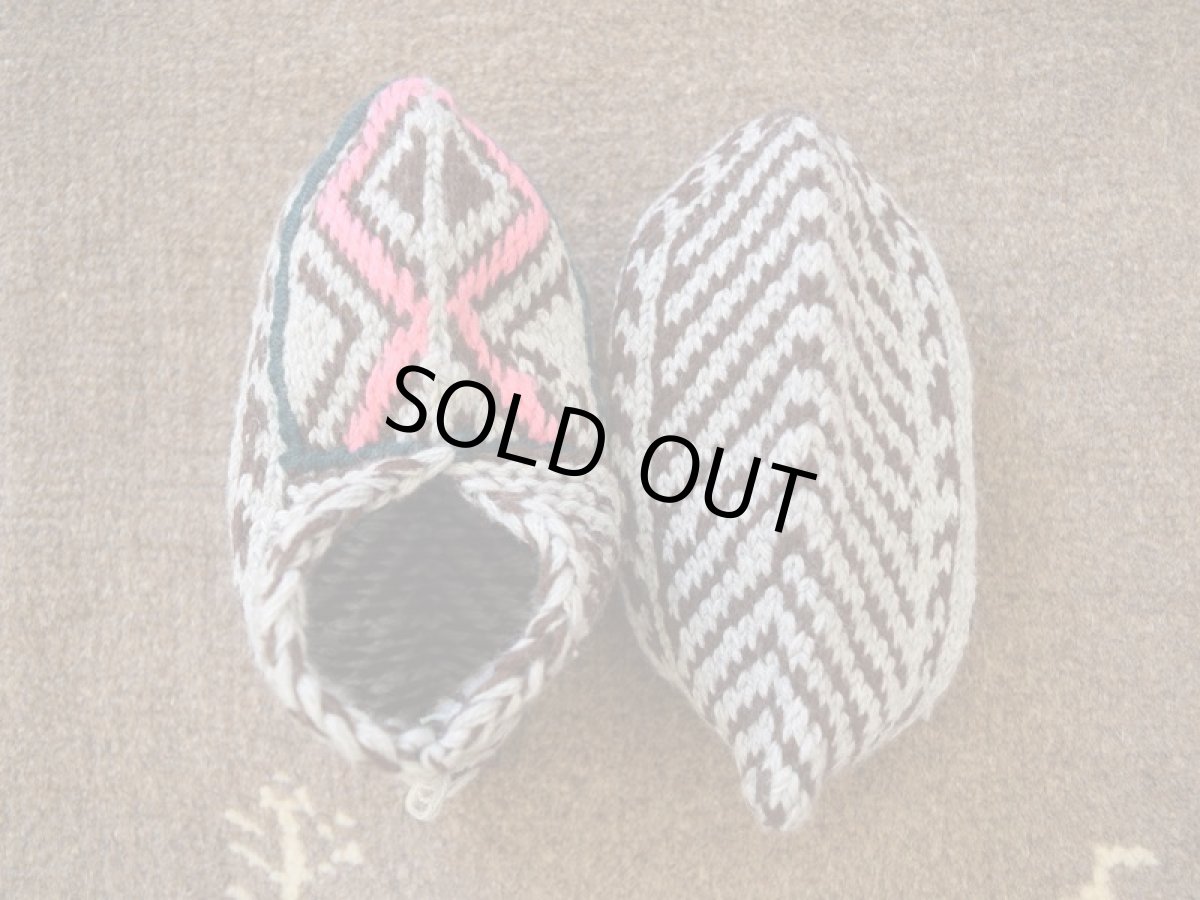 画像2: 新品 イラン製 アクリル混ウール ショート くるぶし丈 20-21 cm 手編み靴下 ニットルームソックス Long Knit Room Socks n-as2021-137h2a3 (2)