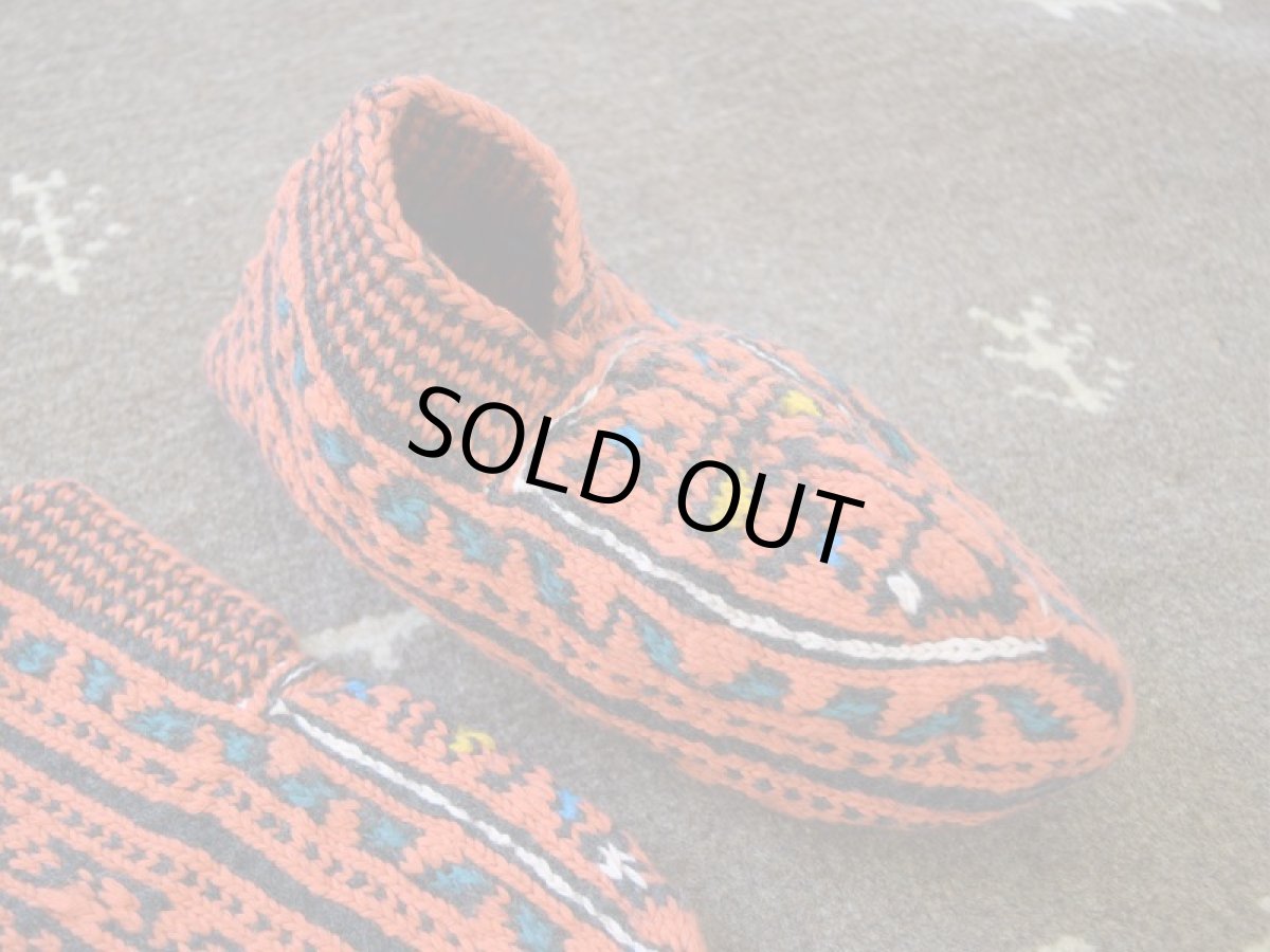 画像3: 新品 イラン製 アクリル混ウール ショート くるぶし丈 27-28 cm 手編み靴下 ニットルームソックス Long Knit Room Socks n-as2728-144h2a3 (3)