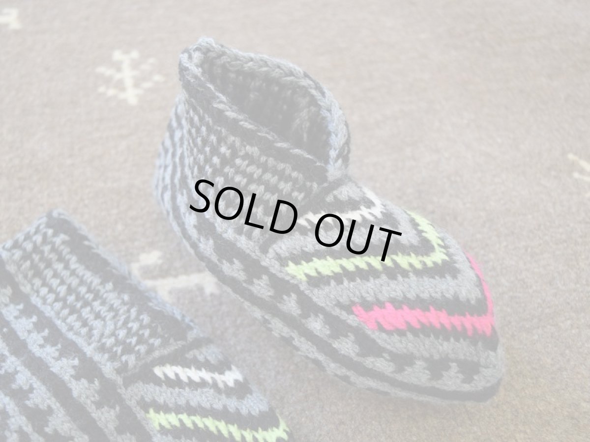 画像3: 新品 イラン製 アクリル混ウール ショート くるぶし丈 21-22 cm 手編み靴下 ニットルームソックス Long Knit Room Socks n-as2122-139h2a3 (3)