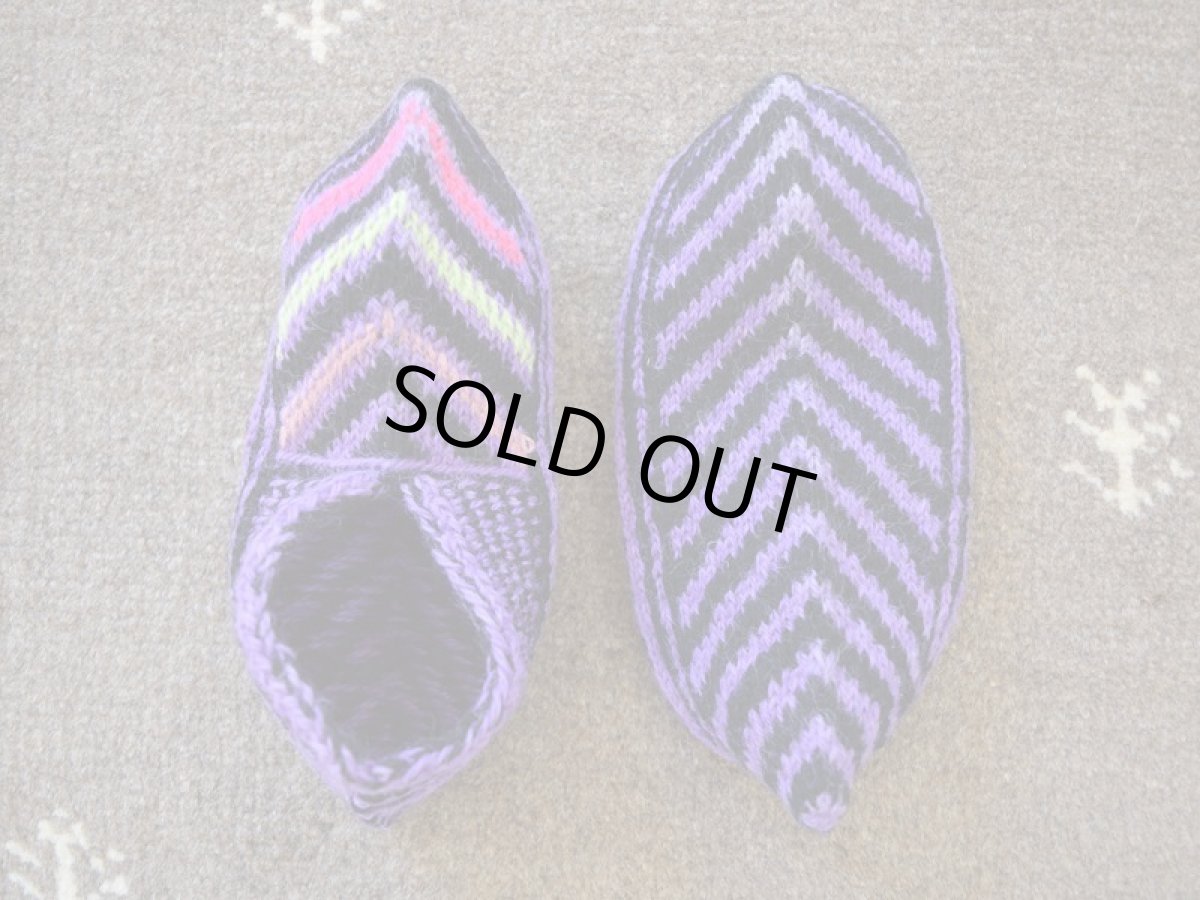 画像2: 新品 イラン製 アクリル混ウール ショート くるぶし丈 21-22 cm 手編み靴下 ニットルームソックス Long Knit Room Socks n-as2122-140h2a3 (2)