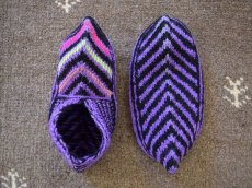 画像2: 新品 イラン製 アクリル混ウール ショート くるぶし丈 21-22 cm 手編み靴下 ニットルームソックス Long Knit Room Socks n-as2122-140h2a3 (2)