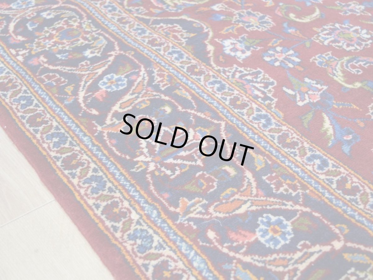 画像10: 良品 ペルシャ 絨毯 カシャーン 産 縦2.5m 横1.5m 4㎡ 4帖程度 リビング ダイニング 2-3人掛けソファ サイズ 255 x 150 cm No.R349 ウール 手織り ラグ 敷物 カーペット メダリオン 赤 ビンテージ b-r349-255150h762-053 (10)