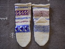 画像2: 新品 イラン製 ウール ミドル 23-24 cm 手編み靴下 ニットルームソックス Long Knit Room Socks n-wm2324-150h4a5 (2)