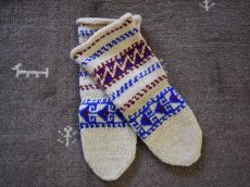 画像1: 新品 イラン製 ウール ミドル 23-24 cm 手編み靴下 ニットルームソックス Long Knit Room Socks n-wm2324-150h4a5 (1)