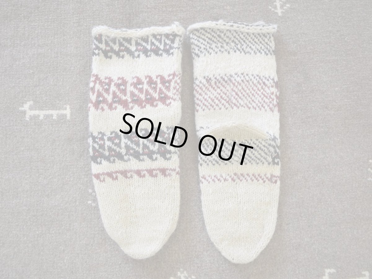 画像2: 新品 イラン製 ウール ミドル 25-26 cm 手編み靴下 ニットルームソックス Long Knit Room Socks n-wm2526-156h4a5 (2)