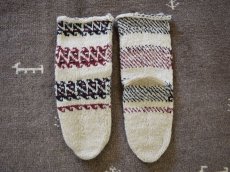 画像2: 新品 イラン製 ウール ミドル 25-26 cm 手編み靴下 ニットルームソックス Long Knit Room Socks n-wm2526-156h4a5 (2)