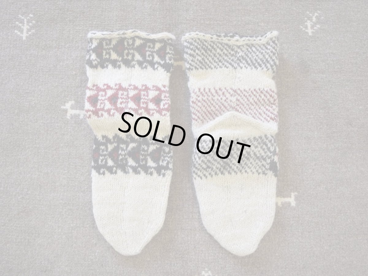 画像2: 新品 イラン製 ウール ミドル 25-26 cm 手編み靴下 ニットルームソックス Long Knit Room Socks n-wm2526-154h4a5 (2)