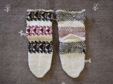画像2: 新品 イラン製 ウール ミドル 25-26 cm 手編み靴下 ニットルームソックス Long Knit Room Socks n-wm2526-154h4a5 (2)
