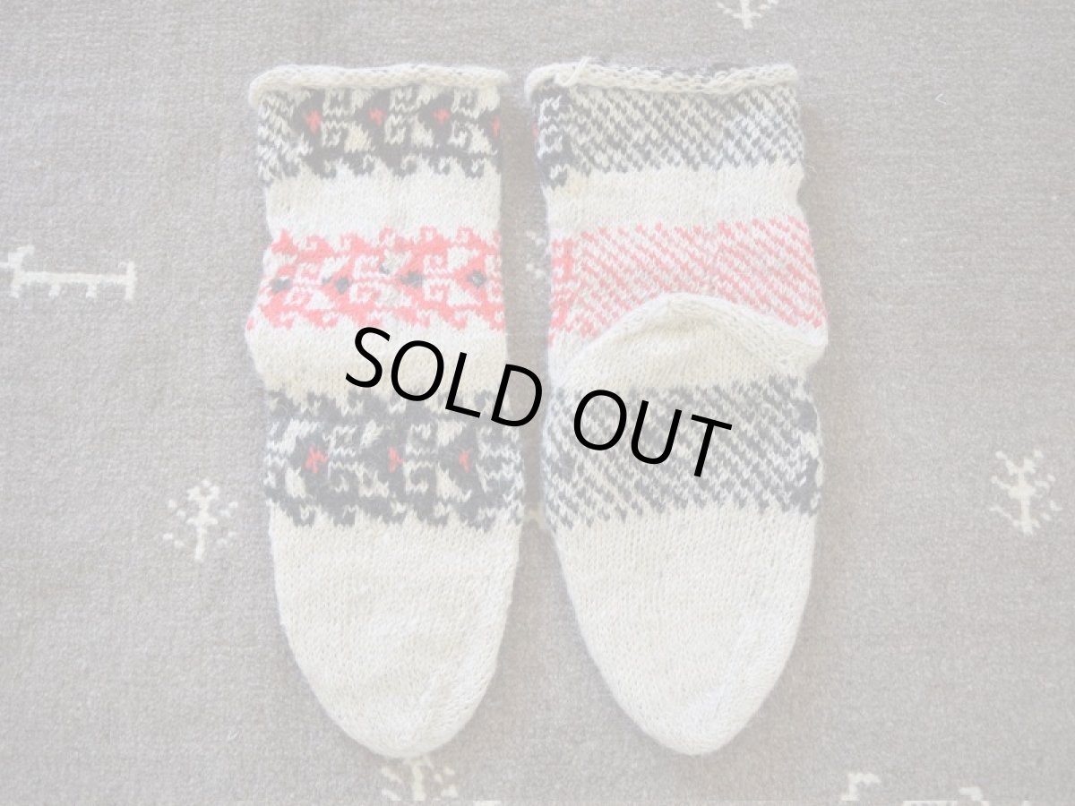 画像2: 新品 イラン製 ウール ミドル 25-26 cm 手編み靴下 ニットルームソックス Long Knit Room Socks n-wm2526-155h4a5 (2)