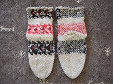 画像2: 新品 イラン製 ウール ミドル 25-26 cm 手編み靴下 ニットルームソックス Long Knit Room Socks n-wm2526-155h4a5 (2)