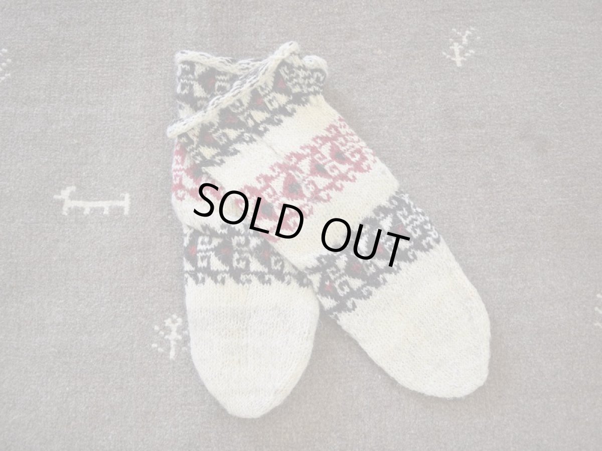 画像1: 新品 イラン製 ウール ミドル 25-26 cm 手編み靴下 ニットルームソックス Long Knit Room Socks n-wm2526-158h4a5 (1)