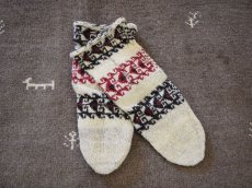 画像1: 新品 イラン製 ウール ミドル 25-26 cm 手編み靴下 ニットルームソックス Long Knit Room Socks n-wm2526-158h4a5 (1)