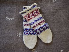 画像1: 新品 イラン製 ウール ミドル 22-23 cm 手編み靴下 ニットルームソックス Long Knit Room Socks n-wm2223-146h4a5 (1)