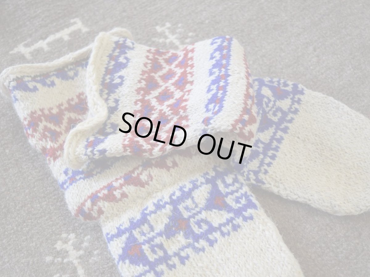 画像3: 新品 イラン製 ウール ミドル 22-23 cm 手編み靴下 ニットルームソックス Long Knit Room Socks n-wm2223-145h4a5 (3)