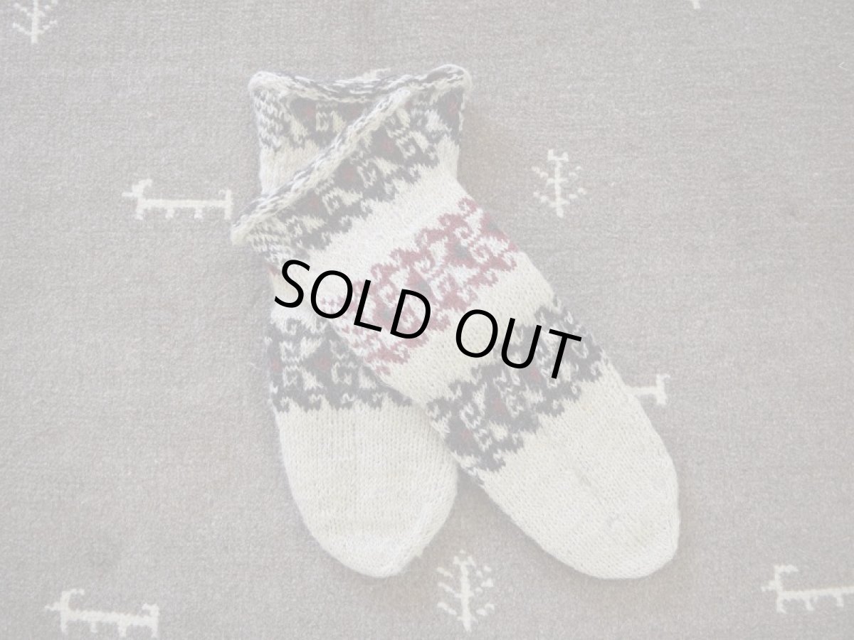画像1: 新品 イラン製 ウール ミドル 25-26 cm 手編み靴下 ニットルームソックス Long Knit Room Socks n-wm2526-153h4a5 (1)