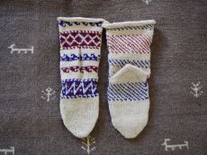 画像2: 新品 イラン製 ウール ミドル 22-23 cm 手編み靴下 ニットルームソックス Long Knit Room Socks n-wm2223-146h4a5 (2)