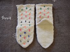 画像2: 新品 イラン製 ウール ミドル 23-24 cm 手編み靴下 ニットルームソックス Long Knit Room Socks n-wm2324-148h4a5 (2)