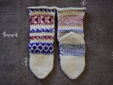 画像2: 新品 イラン製 ウール ミドル 23-24 cm 手編み靴下 ニットルームソックス Long Knit Room Socks n-wm2324-151h4a5 (2)