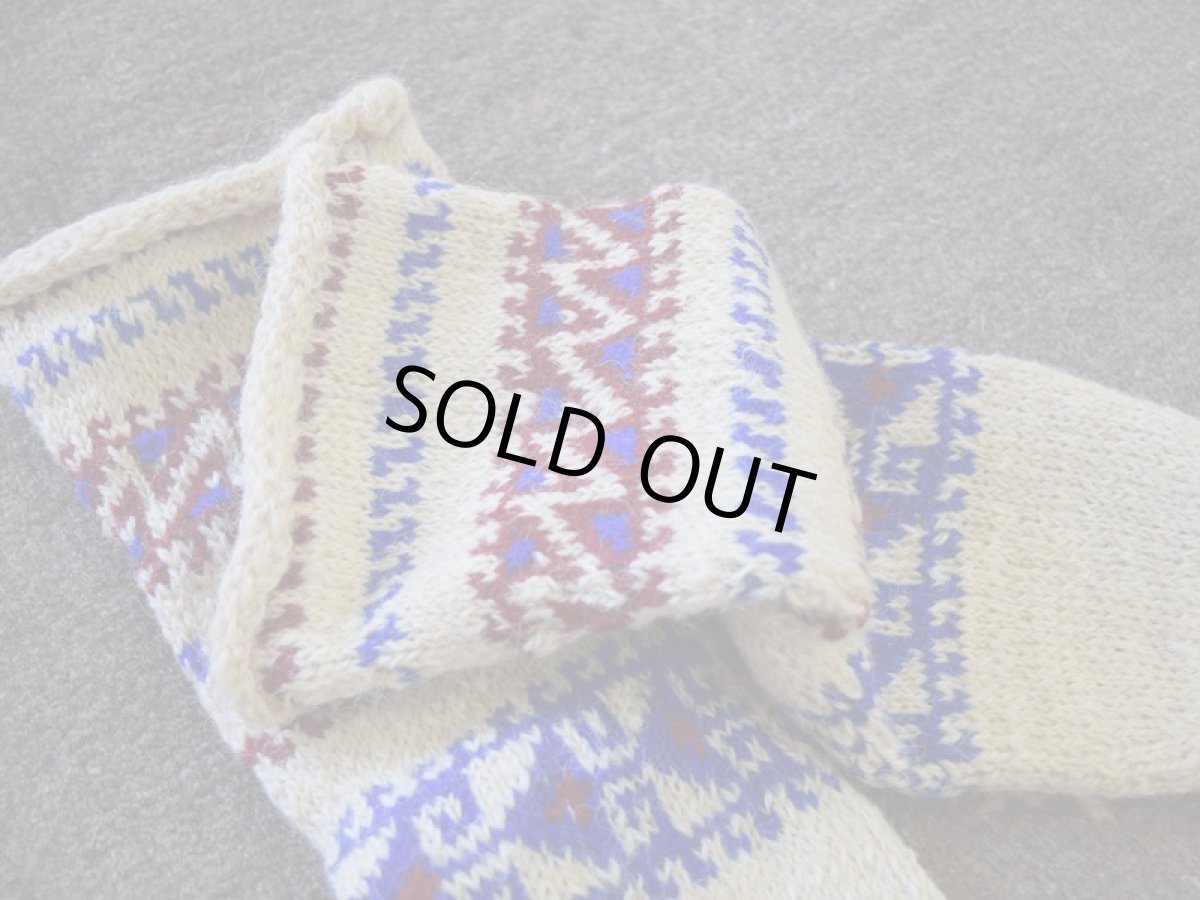 画像3: 新品 イラン製 ウール ミドル 23-24 cm 手編み靴下 ニットルームソックス Long Knit Room Socks n-wm2324-150h4a5 (3)