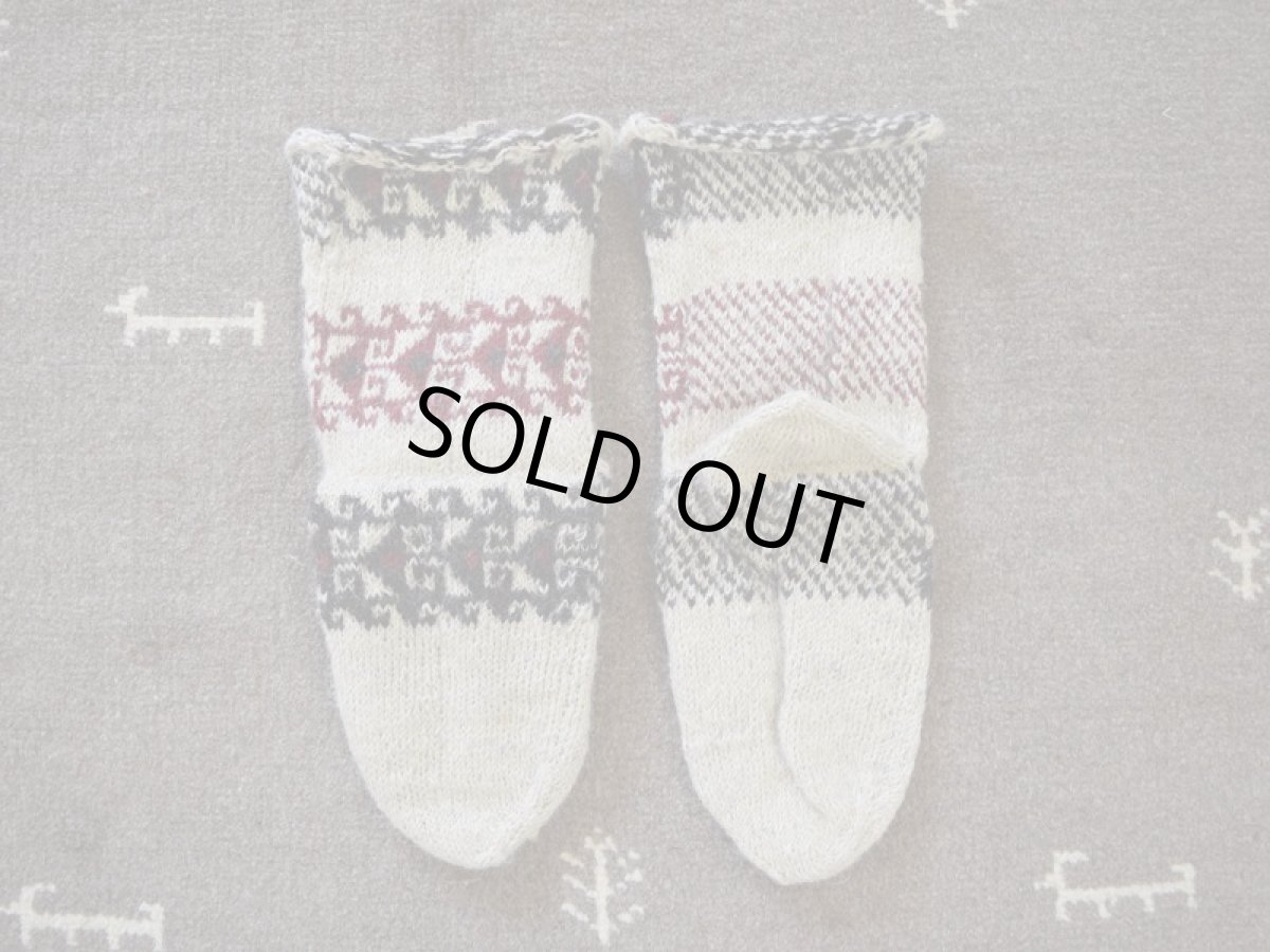 画像2: 新品 イラン製 ウール ミドル 25-26 cm 手編み靴下 ニットルームソックス Long Knit Room Socks n-wm2526-153h4a5 (2)