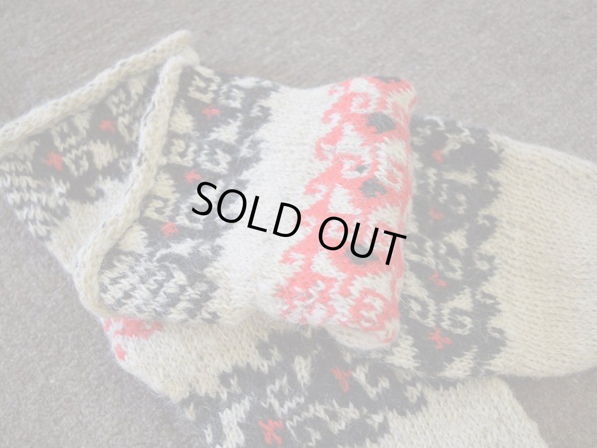 画像3: 新品 イラン製 ウール ミドル 25-26 cm 手編み靴下 ニットルームソックス Long Knit Room Socks n-wm2526-155h4a5 (3)