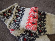画像3: 新品 イラン製 ウール ミドル 25-26 cm 手編み靴下 ニットルームソックス Long Knit Room Socks n-wm2526-155h4a5 (3)