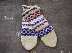 画像1: 新品 イラン製 ウール ミドル 23-24 cm 手編み靴下 ニットルームソックス Long Knit Room Socks n-wm2324-147h4a5 (1)