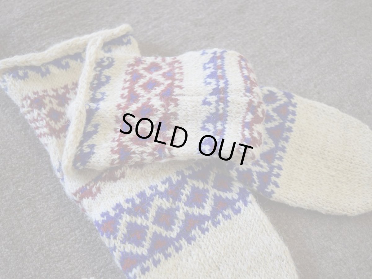 画像3: 新品 イラン製 ウール ミドル 23-24 cm 手編み靴下 ニットルームソックス Long Knit Room Socks n-wm2324-147h4a5 (3)